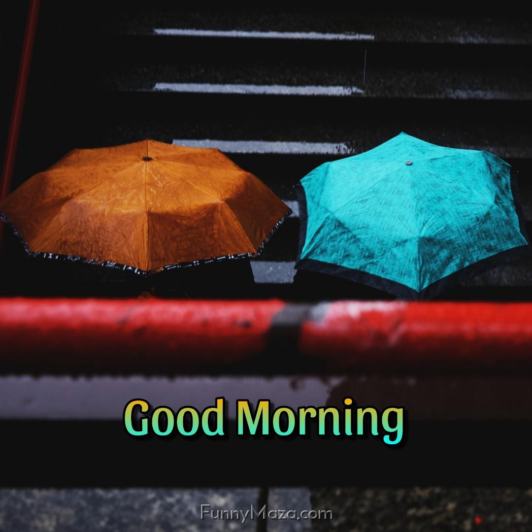 Good Morning Rainy Images With Two Umbrellas