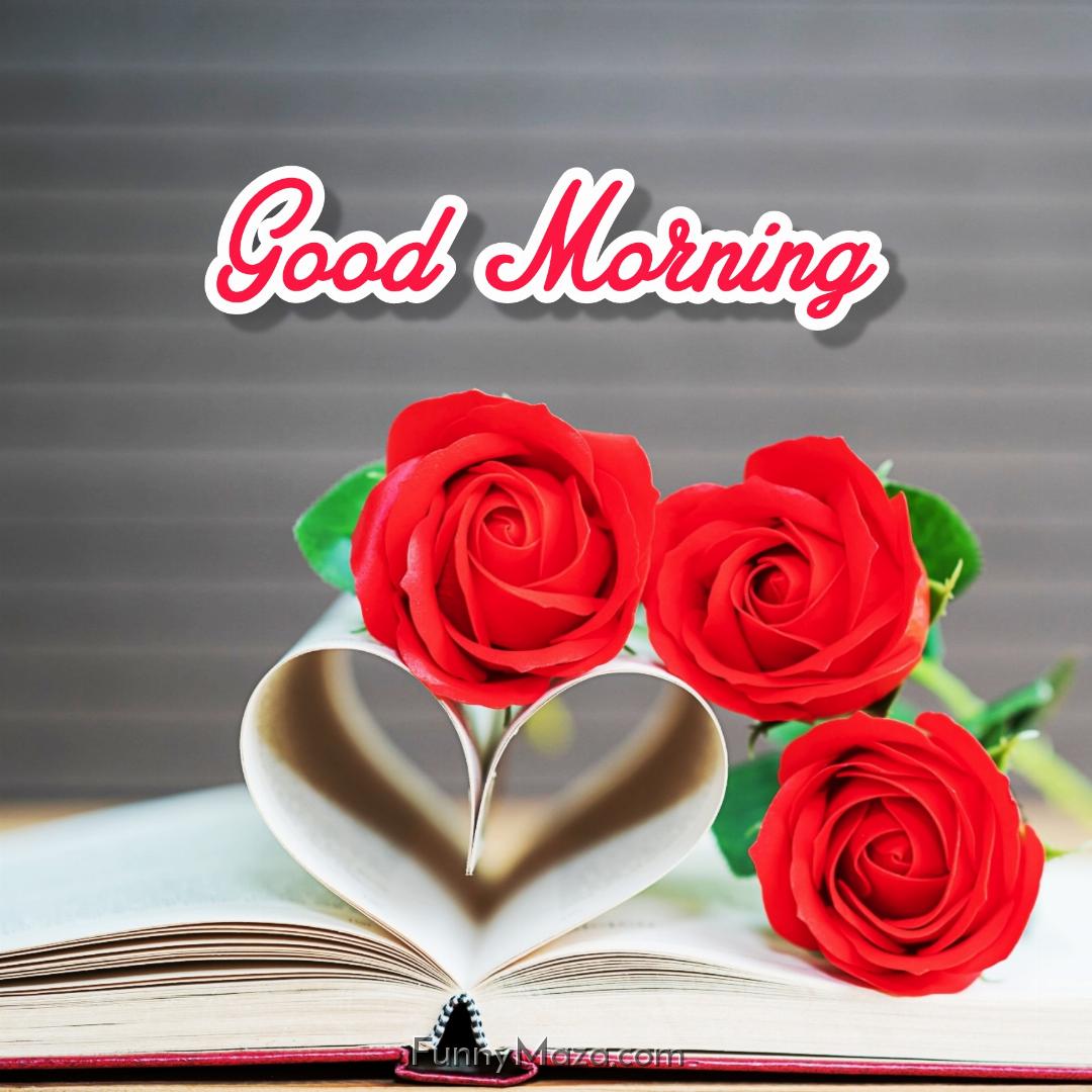 Good Morning Love Images With Book And Roses