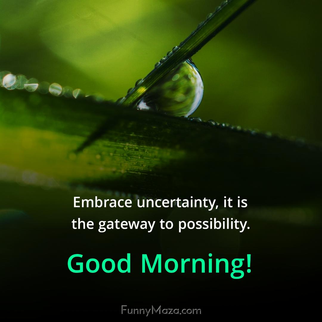 Embrace uncertainty it is the gateway to possibility