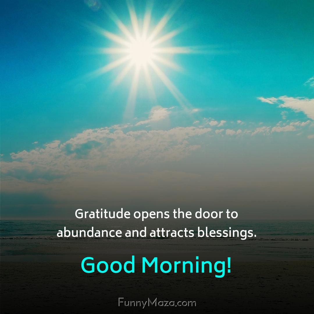 Gratitude opens the door to abundance and attracts blessings