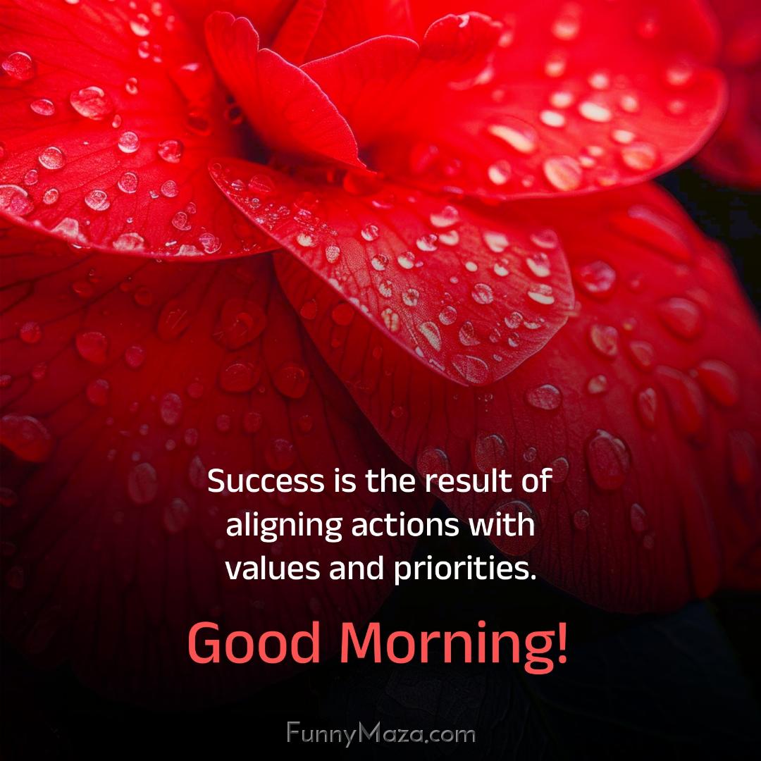 Success is the result of aligning actions with values and priorities