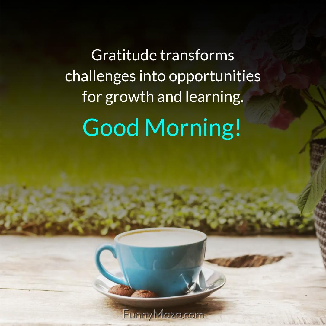 Gratitude transforms challenges into opportunities for growth and learning