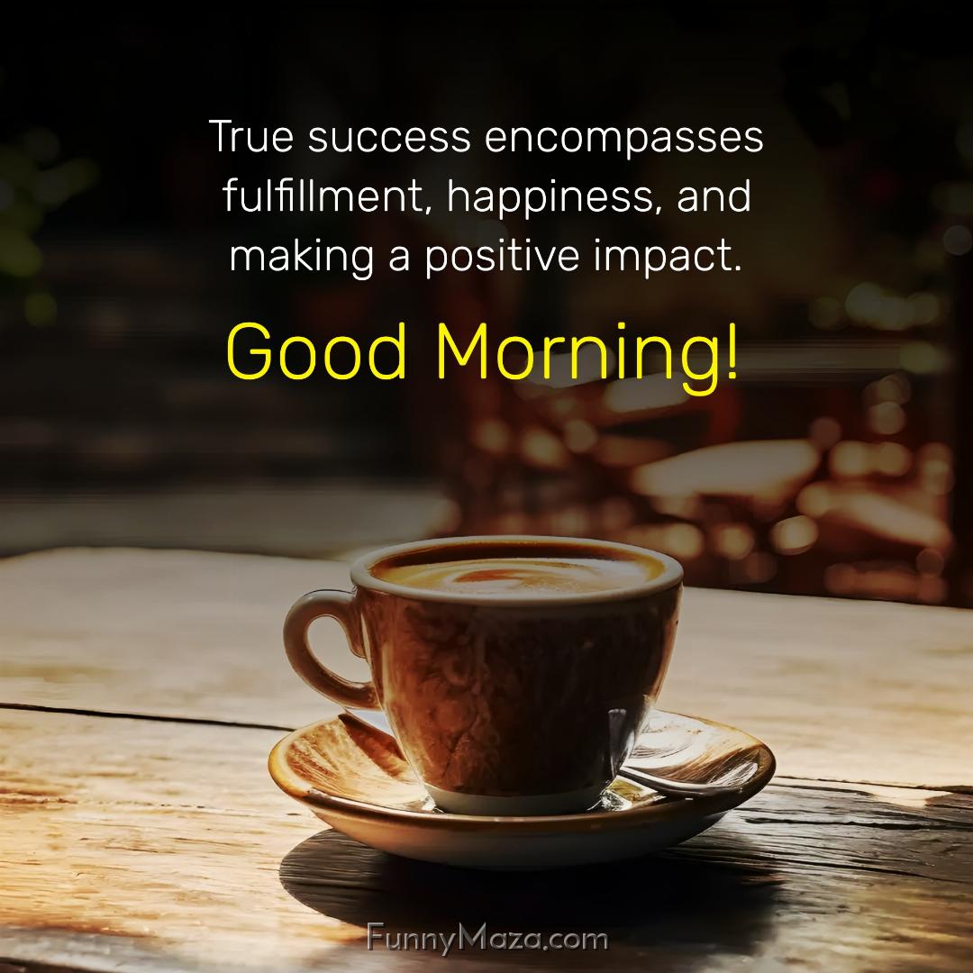 True success encompasses fulfillment happiness and making a positive impact