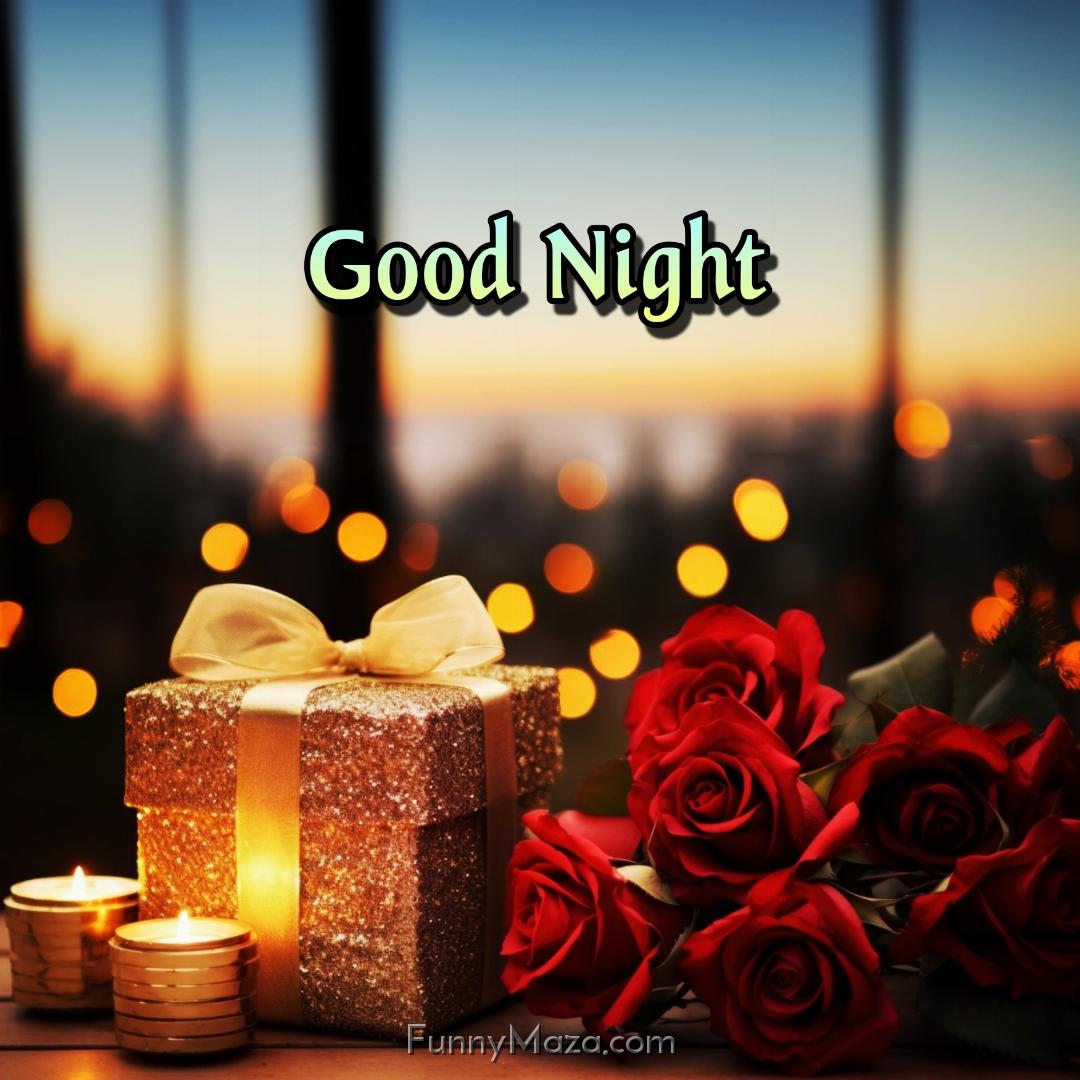 Good Night Beautiful Rose With Candles Images