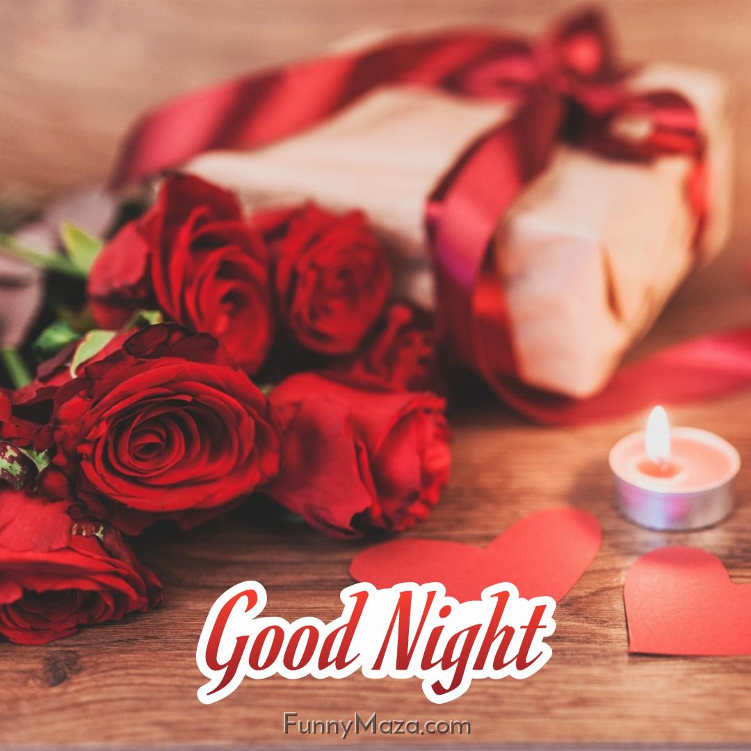 Good Night Rose And Candle Images Free Download