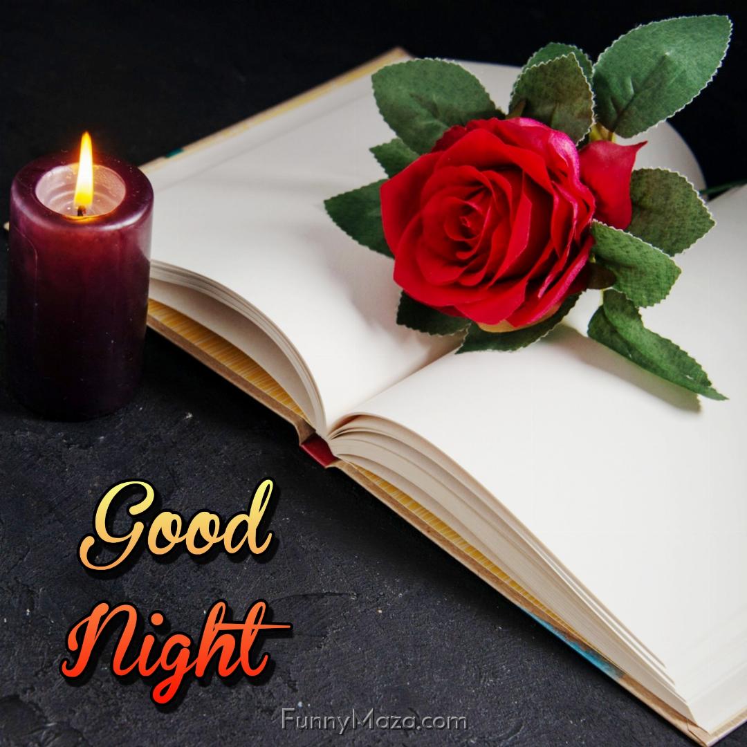 Good Night Rose And Candles Images HD