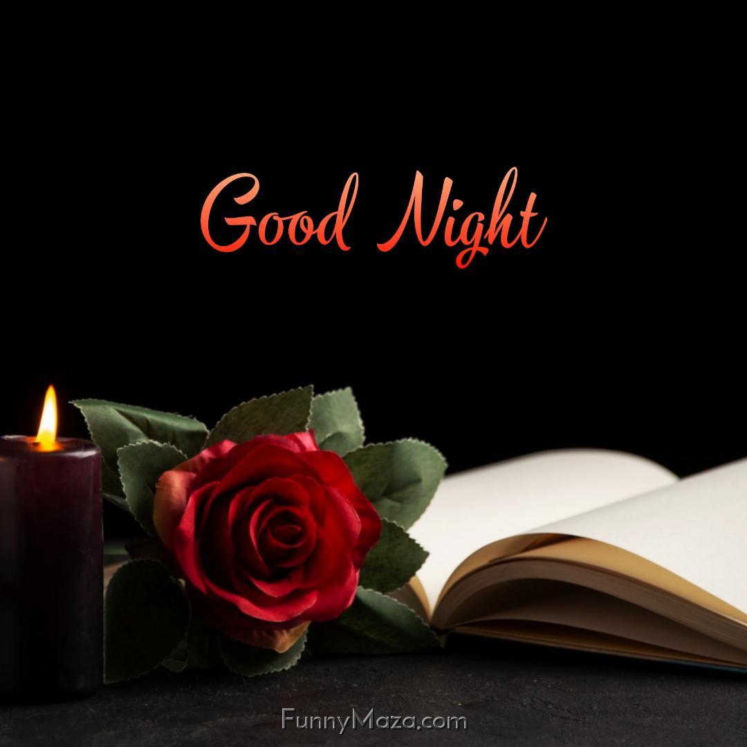 Good Night Rose And Candles With Book Images