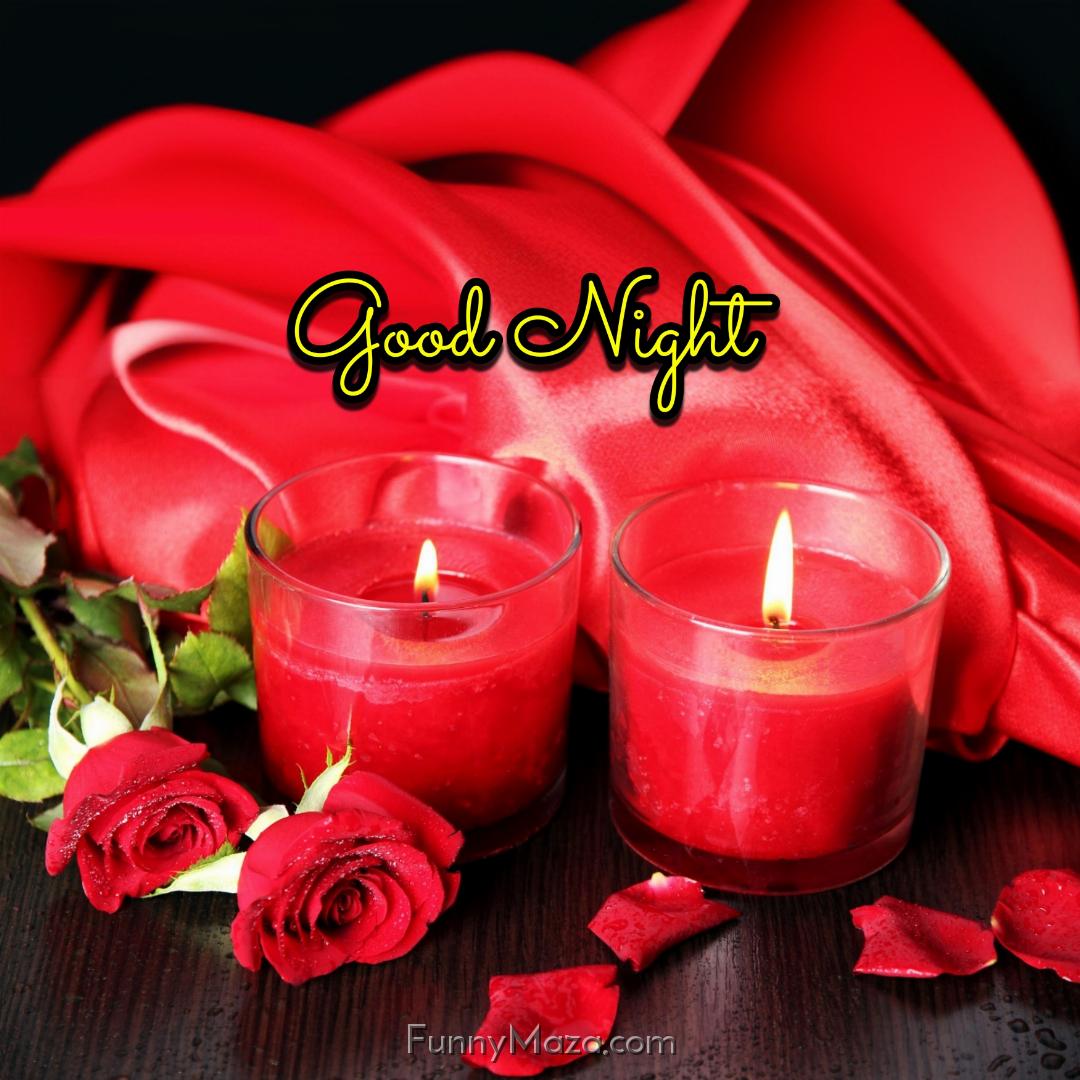 Good Night Rose With Candles Images 2024 HD