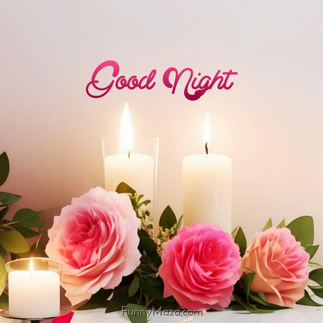 Good Night Rose With Candles Images Free Download