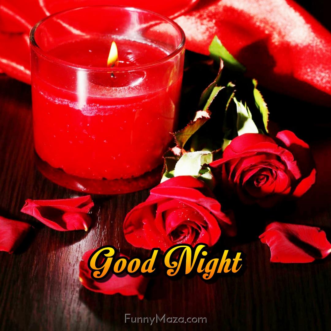 Good Night Roses With Candle Images 2024