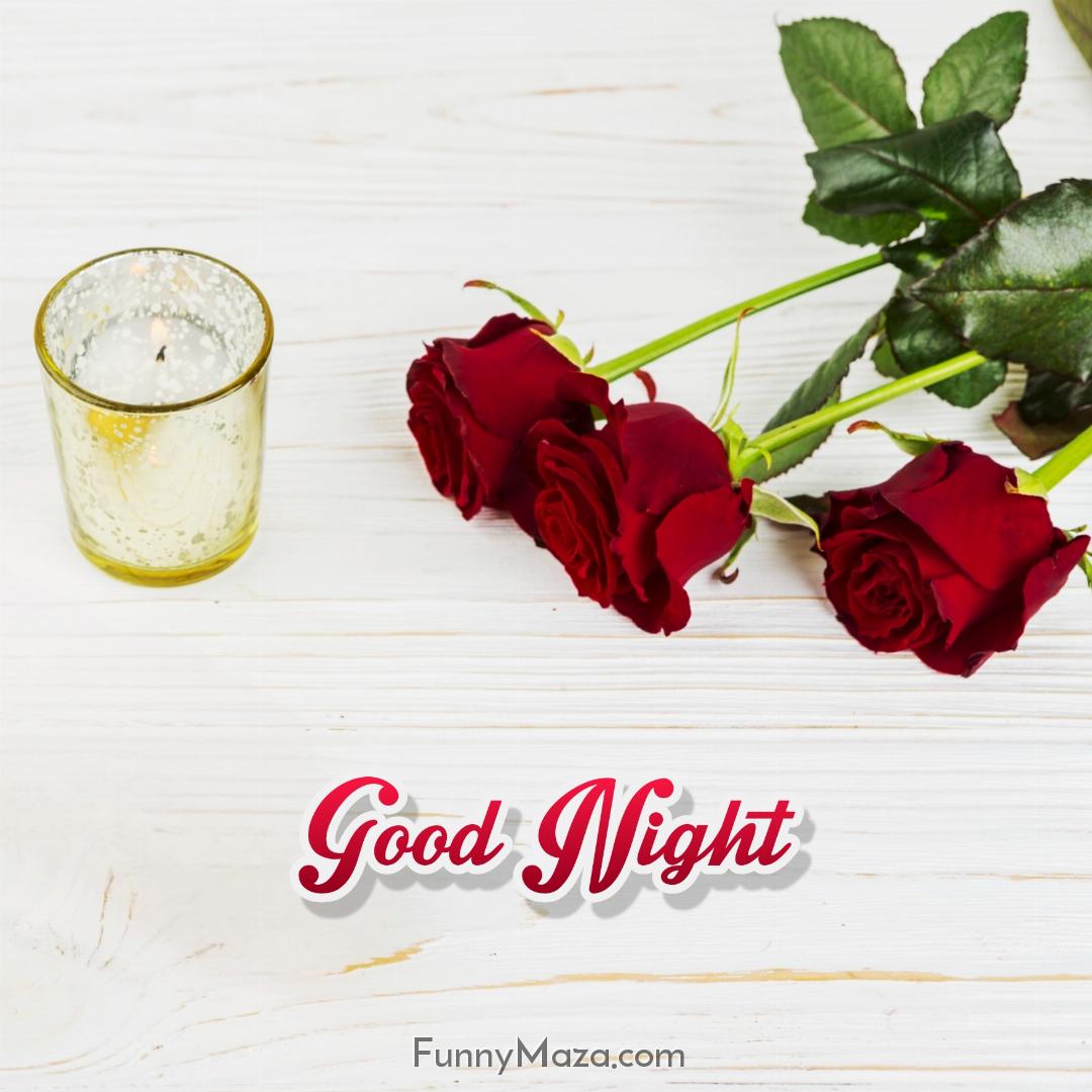 Good Night Roses With Candle Photos