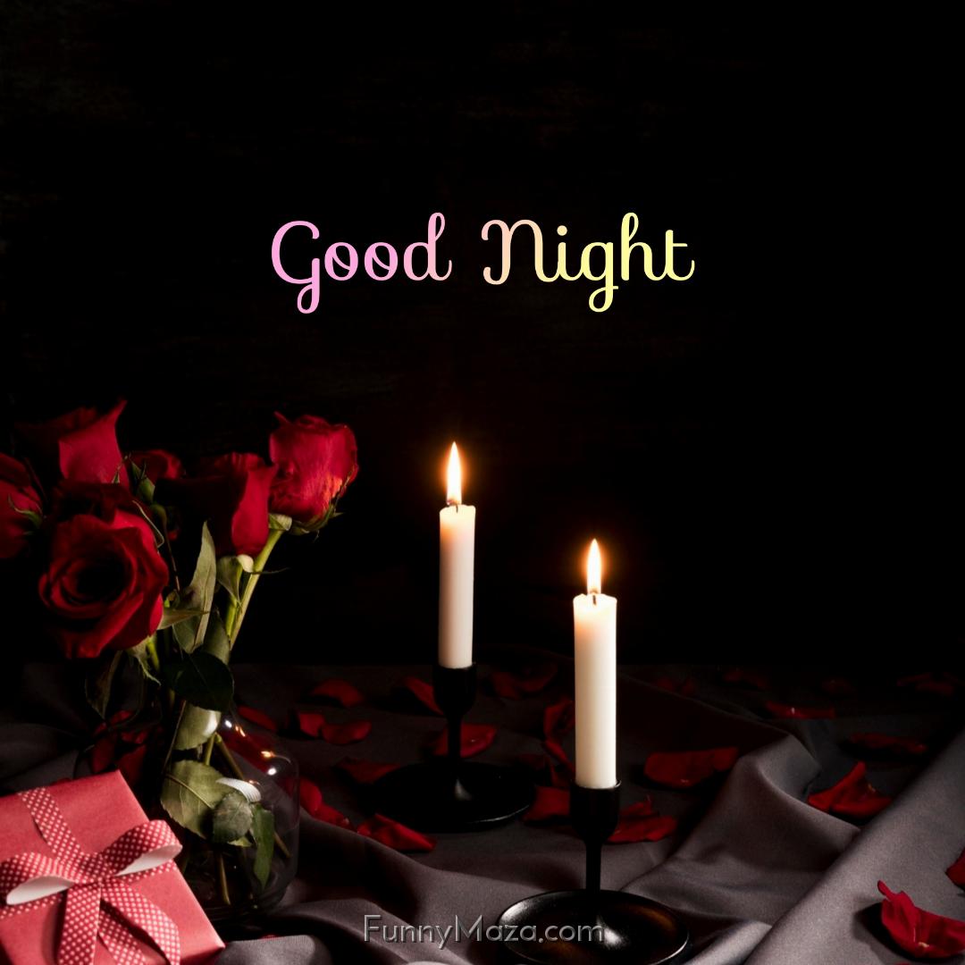 Good Night Roses With Candles Pic Download