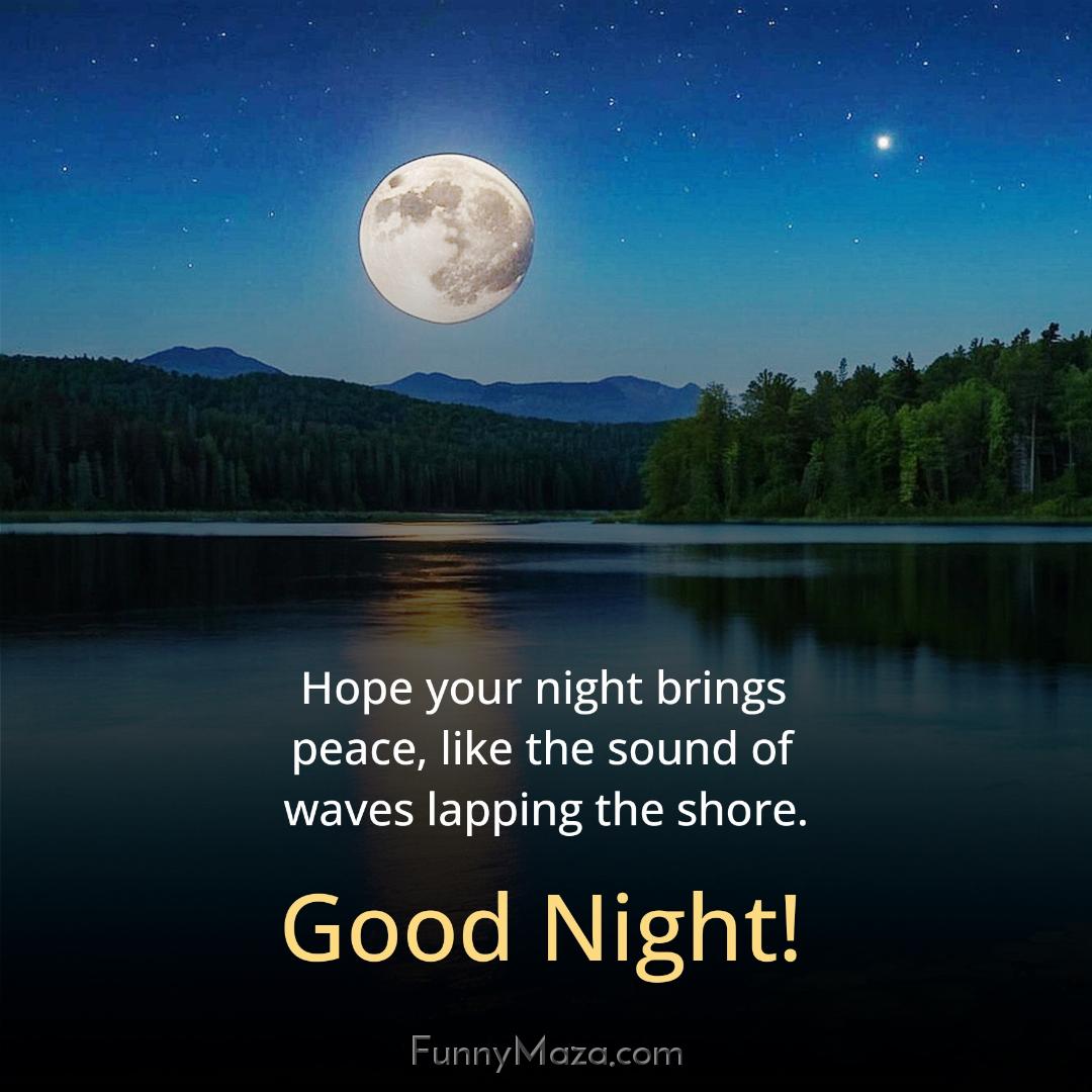 Hope your night brings peace like the sound of waves lapping