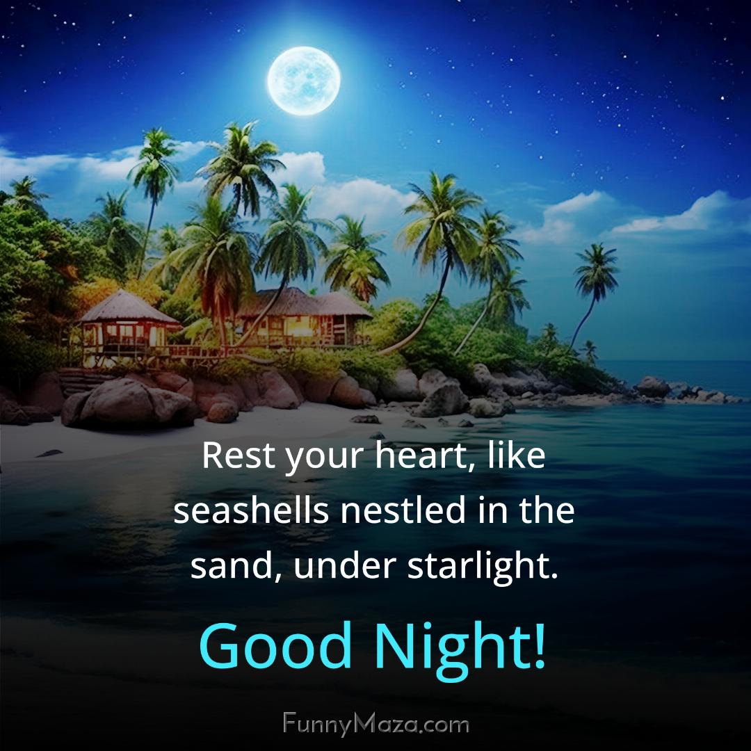 Rest your heart like seashells nestled in the sand under starlight