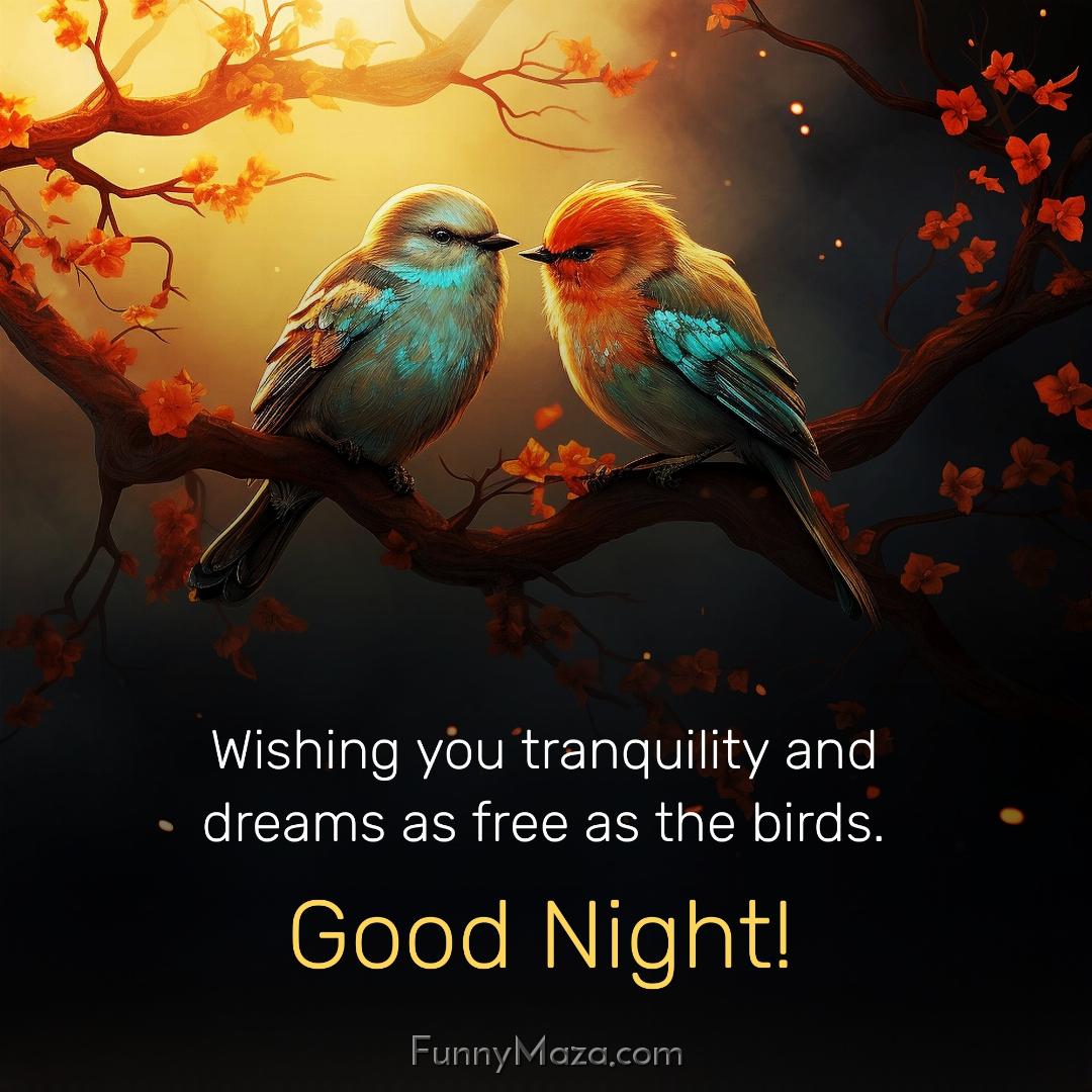 Wishing you tranquility and dreams as free as the birds