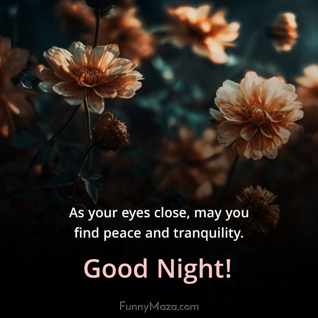 As your eyes close may you find peace and tranquility