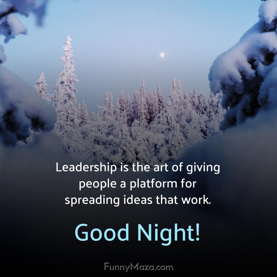 Leadership is the art of giving people a platform for spreading