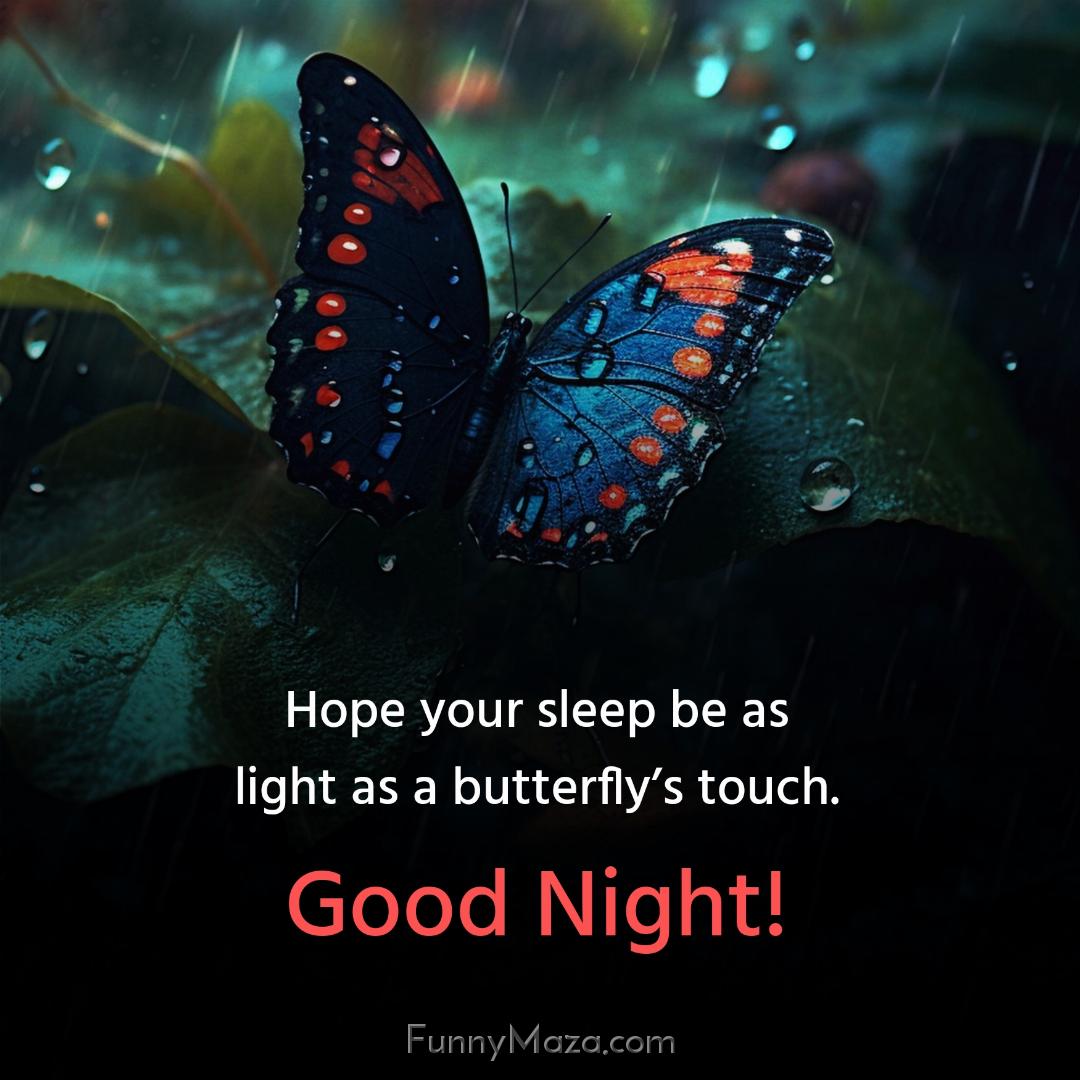 Hope your sleep be as light as a butterfly’s touch