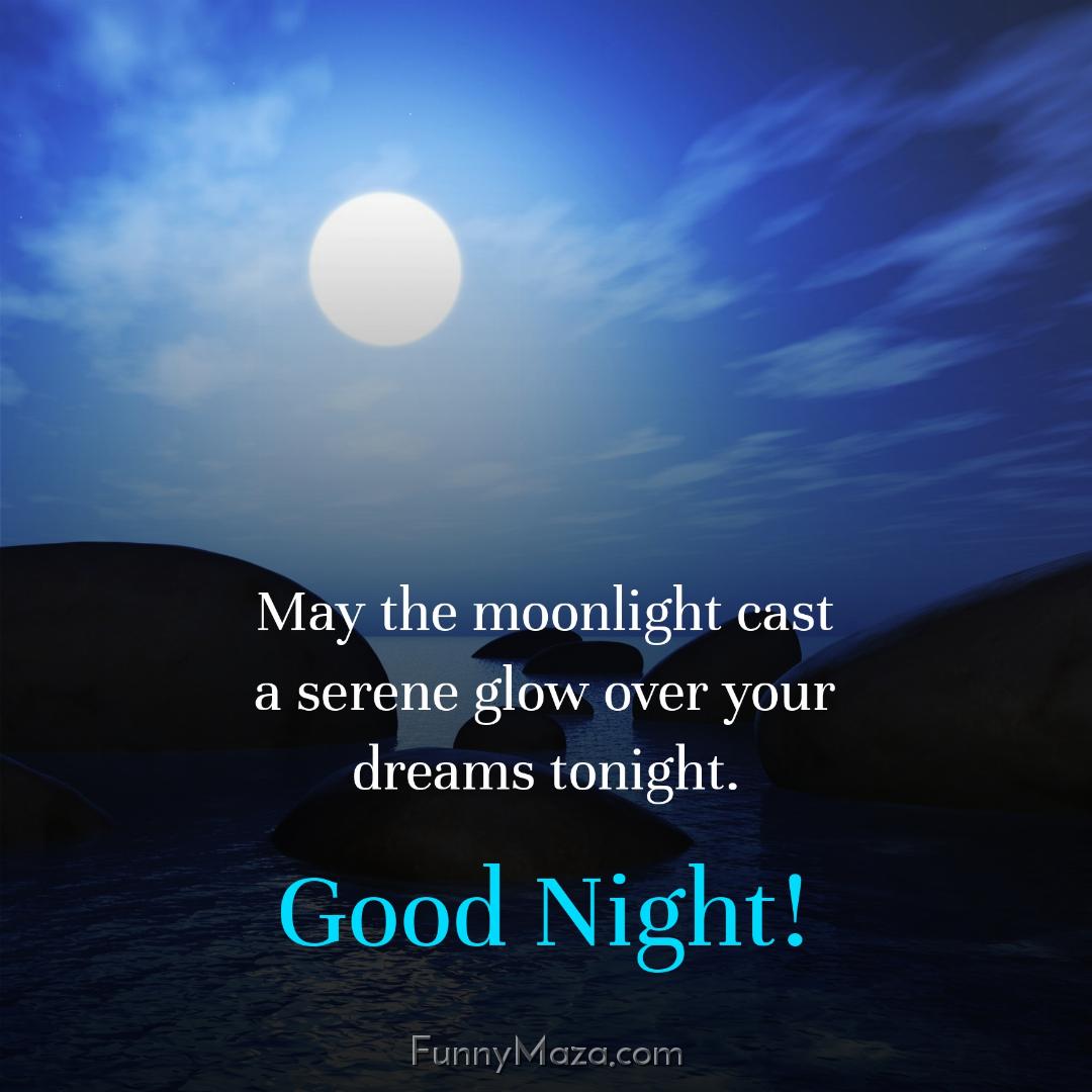 May the moonlight cast a serene glow over your dreams tonight