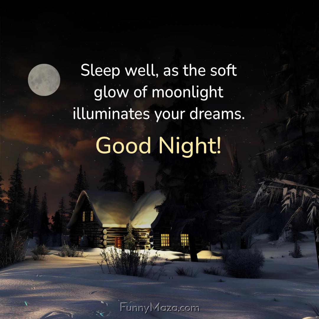 Sleep well as the soft glow of moonlight illuminates your dreams