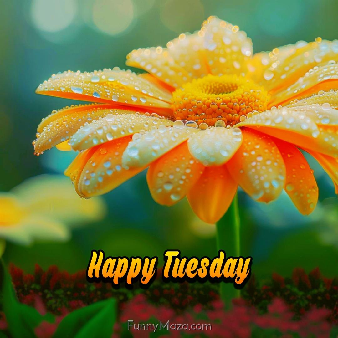 Happy Tuesday Dew Drops Wallpaper