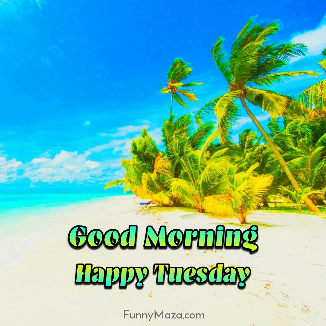 New Good Morning Happy Tuesday Beach Images 2024 HD Download